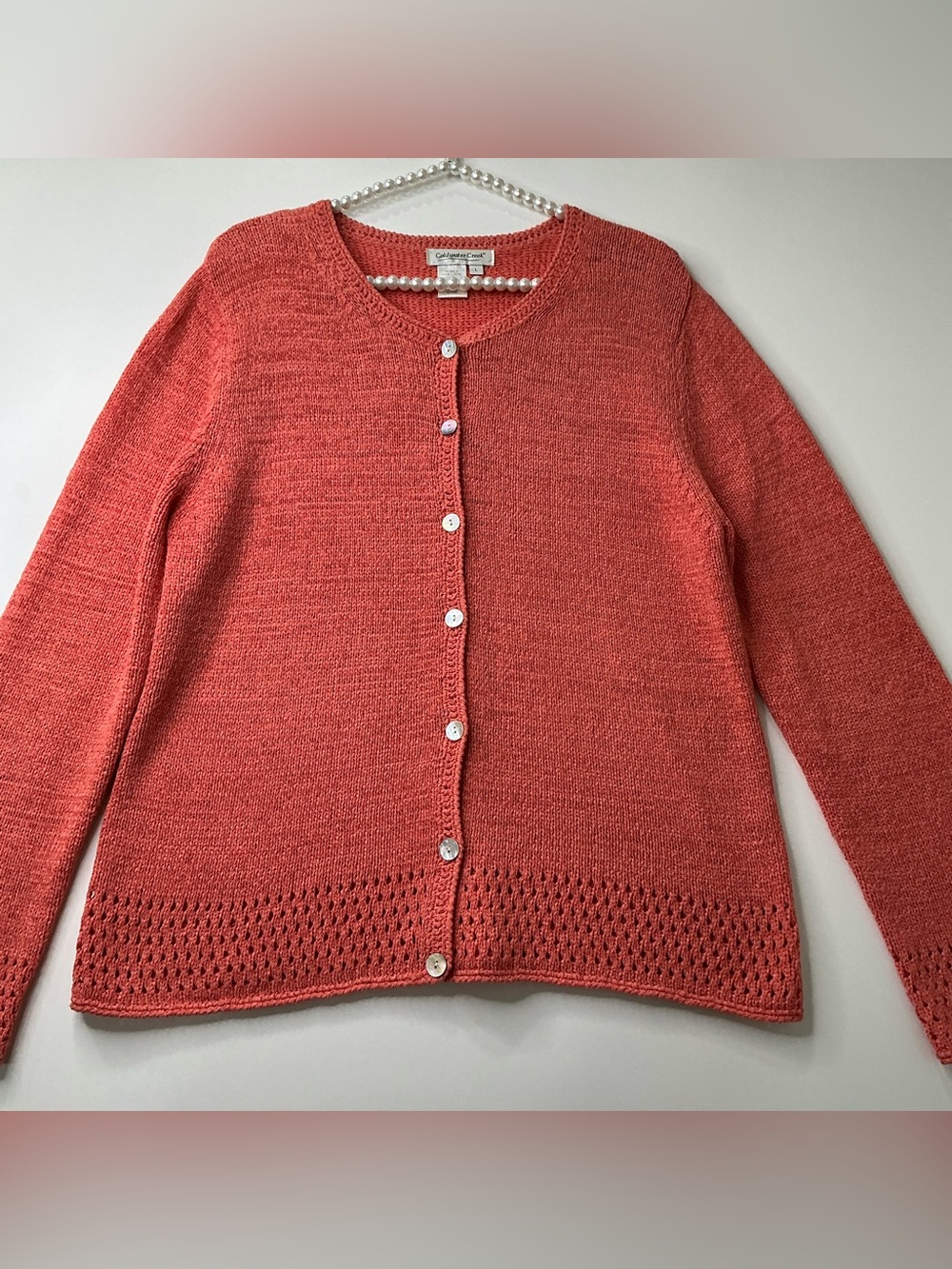 Coldwater Creek Sweater Cardigan Shirt Top Blouse Button Up Womens L Orange
